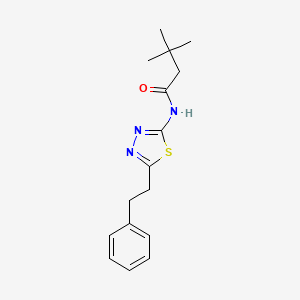 molecular formula C16H21N3OS B11175089 3,3-dimethyl-N-[5-(2-phenylethyl)-1,3,4-thiadiazol-2-yl]butanamide 