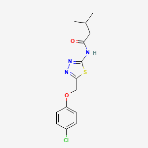 molecular formula C14H16ClN3O2S B11175168 N-{5-[(4-chlorophenoxy)methyl]-1,3,4-thiadiazol-2-yl}-3-methylbutanamide 