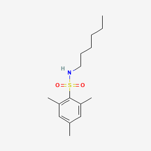 molecular formula C15H25NO2S B11175192 N-hexyl-2,4,6-trimethylbenzenesulfonamide 