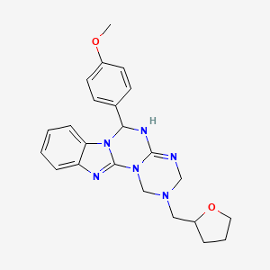 9-(4-methoxyphenyl)-4-(oxolan-2-ylmethyl)-2,4,6,8,10,17-hexazatetracyclo[8.7.0.02,7.011,16]heptadeca-1(17),6,11,13,15-pentaene