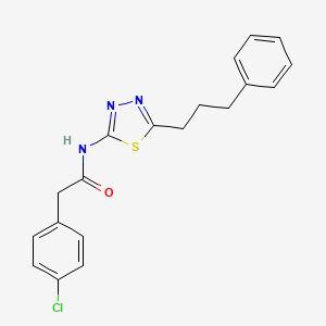 molecular formula C19H18ClN3OS B11175304 2-(4-chlorophenyl)-N-[5-(3-phenylpropyl)-1,3,4-thiadiazol-2-yl]acetamide 