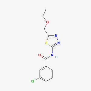 molecular formula C12H12ClN3O2S B11175396 3-chloro-N-[5-(ethoxymethyl)-1,3,4-thiadiazol-2-yl]benzamide 