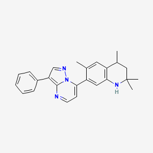 molecular formula C25H26N4 B11175414 2,2,4,6-Tetramethyl-7-(3-phenylpyrazolo[1,5-a]pyrimidin-7-yl)-1,2,3,4-tetrahydroquinoline 