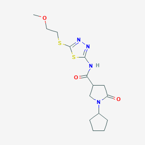 1-cyclopentyl-N-{5-[(2-methoxyethyl)sulfanyl]-1,3,4-thiadiazol-2-yl}-5-oxopyrrolidine-3-carboxamide