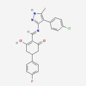 2-({[4-(4-chlorophenyl)-3-methyl-1H-pyrazol-5-yl]amino}methylidene)-5-(4-fluorophenyl)cyclohexane-1,3-dione