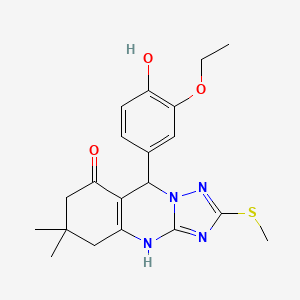 9-(3-ethoxy-4-hydroxyphenyl)-6,6-dimethyl-2-(methylsulfanyl)-5,6,7,9-tetrahydro[1,2,4]triazolo[5,1-b]quinazolin-8(4H)-one