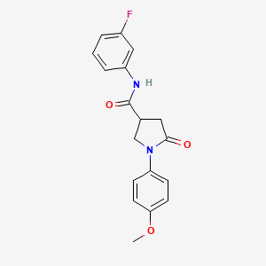 molecular formula C18H17FN2O3 B11175491 N-(3-fluorophenyl)-1-(4-methoxyphenyl)-5-oxopyrrolidine-3-carboxamide 