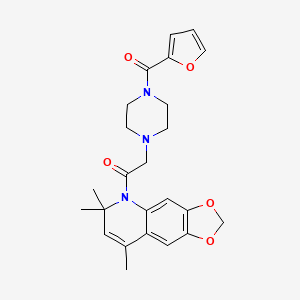 molecular formula C24H27N3O5 B11175497 2-[4-(furan-2-ylcarbonyl)piperazin-1-yl]-1-(6,6,8-trimethyl[1,3]dioxolo[4,5-g]quinolin-5(6H)-yl)ethanone 