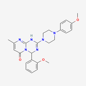 molecular formula C25H28N6O3 B11175583 4-(2-methoxyphenyl)-2-[4-(4-methoxyphenyl)piperazin-1-yl]-8-methyl-1,4-dihydro-6H-pyrimido[1,2-a][1,3,5]triazin-6-one 