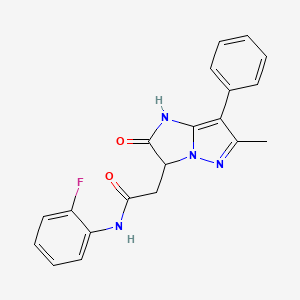 molecular formula C20H17FN4O2 B11175634 N-(2-fluorophenyl)-2-(6-methyl-2-oxo-7-phenyl-2,3-dihydro-1H-imidazo[1,2-b]pyrazol-3-yl)acetamide 