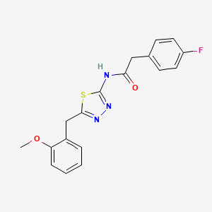 2-(4-fluorophenyl)-N-[5-(2-methoxybenzyl)-1,3,4-thiadiazol-2-yl]acetamide