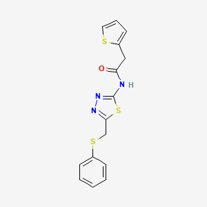 N-{5-[(phenylsulfanyl)methyl]-1,3,4-thiadiazol-2-yl}-2-(thiophen-2-yl)acetamide