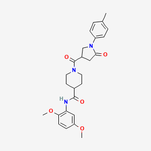 molecular formula C26H31N3O5 B11175756 N-(2,5-dimethoxyphenyl)-1-[1-(4-methylphenyl)-5-oxopyrrolidine-3-carbonyl]piperidine-4-carboxamide 