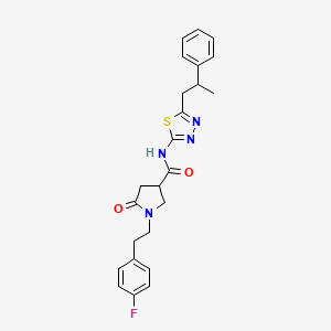 1-[2-(4-fluorophenyl)ethyl]-5-oxo-N-[5-(2-phenylpropyl)-1,3,4-thiadiazol-2-yl]pyrrolidine-3-carboxamide