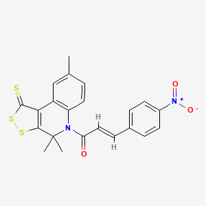 molecular formula C22H18N2O3S3 B11175809 (2E)-3-(4-nitrophenyl)-1-(4,4,8-trimethyl-1-thioxo-1,4-dihydro-5H-[1,2]dithiolo[3,4-c]quinolin-5-yl)prop-2-en-1-one 