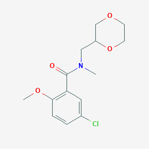 molecular formula C14H18ClNO4 B11175833 5-chloro-N-(1,4-dioxan-2-ylmethyl)-2-methoxy-N-methylbenzamide 