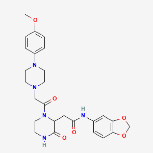 N-(1,3-benzodioxol-5-yl)-2-(1-{[4-(4-methoxyphenyl)piperazin-1-yl]acetyl}-3-oxopiperazin-2-yl)acetamide