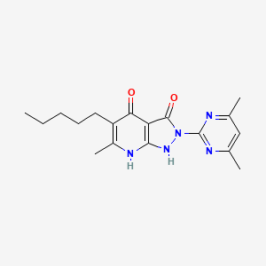 molecular formula C18H23N5O2 B11175855 2-(4,6-dimethylpyrimidin-2-yl)-6-methyl-5-pentyl-1H-pyrazolo[3,4-b]pyridine-3,4(2H,7H)-dione 