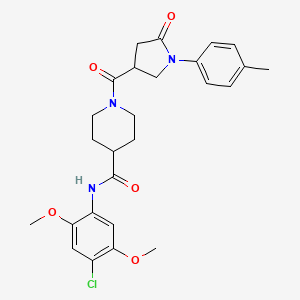 molecular formula C26H30ClN3O5 B11175877 N-(4-chloro-2,5-dimethoxyphenyl)-1-[1-(4-methylphenyl)-5-oxopyrrolidine-3-carbonyl]piperidine-4-carboxamide 