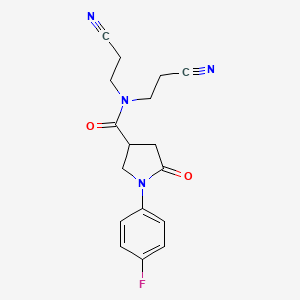 N,N-bis(2-cyanoethyl)-1-(4-fluorophenyl)-5-oxopyrrolidine-3-carboxamide