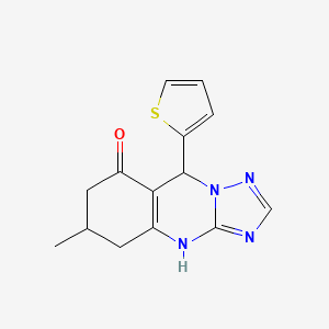 6-methyl-9-(thiophen-2-yl)-5,6,7,9-tetrahydro[1,2,4]triazolo[5,1-b]quinazolin-8(4H)-one