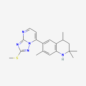 molecular formula C19H23N5S B11175933 2,2,4,7-Tetramethyl-6-[2-(methylsulfanyl)[1,2,4]triazolo[1,5-a]pyrimidin-7-yl]-1,2,3,4-tetrahydroquinoline 