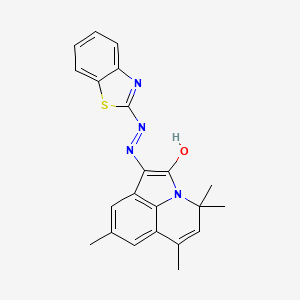 molecular formula C22H20N4OS B11176027 (1Z)-1-[2-(1,3-benzothiazol-2-yl)hydrazinylidene]-4,4,6,8-tetramethyl-4H-pyrrolo[3,2,1-ij]quinolin-2(1H)-one 