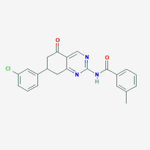 molecular formula C22H18ClN3O2 B11176042 N-[7-(3-chlorophenyl)-5-oxo-5,6,7,8-tetrahydroquinazolin-2-yl]-3-methylbenzamide 