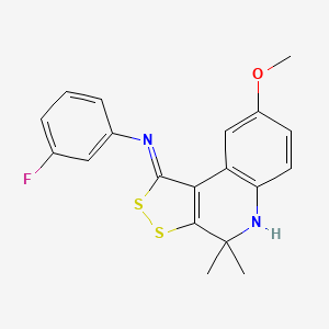 3-fluoro-N-[(1Z)-8-methoxy-4,4-dimethyl-4,5-dihydro-1H-[1,2]dithiolo[3,4-c]quinolin-1-ylidene]aniline