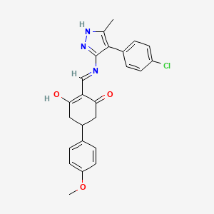 2-({[4-(4-chlorophenyl)-3-methyl-1H-pyrazol-5-yl]amino}methylidene)-5-(4-methoxyphenyl)cyclohexane-1,3-dione