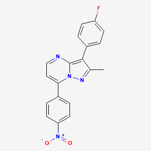 molecular formula C19H13FN4O2 B11176162 3-(4-Fluorophenyl)-2-methyl-7-(4-nitrophenyl)pyrazolo[1,5-a]pyrimidine 