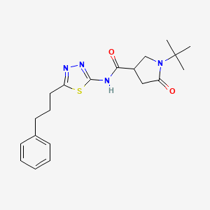 molecular formula C20H26N4O2S B11176201 1-tert-butyl-5-oxo-N-[5-(3-phenylpropyl)-1,3,4-thiadiazol-2-yl]pyrrolidine-3-carboxamide 