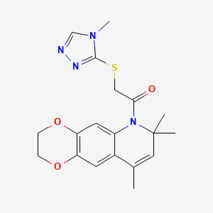 2-[(4-methyl-4H-1,2,4-triazol-3-yl)sulfanyl]-1-(7,7,9-trimethyl-2,3-dihydro[1,4]dioxino[2,3-g]quinolin-6(7H)-yl)ethanone