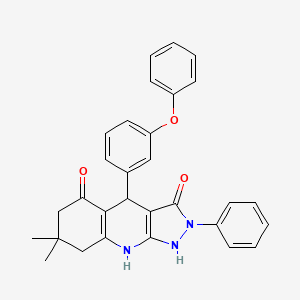 7,7-dimethyl-4-(3-phenoxyphenyl)-2-phenyl-4,7,8,9-tetrahydro-1H-pyrazolo[3,4-b]quinoline-3,5(2H,6H)-dione