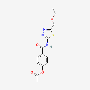 molecular formula C14H15N3O4S B11176263 4-{[5-(Ethoxymethyl)-1,3,4-thiadiazol-2-yl]carbamoyl}phenyl acetate 