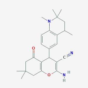 2-amino-7,7-dimethyl-5-oxo-4-(1,2,2,4-tetramethyl-1,2,3,4-tetrahydroquinolin-6-yl)-5,6,7,8-tetrahydro-4H-chromene-3-carbonitrile