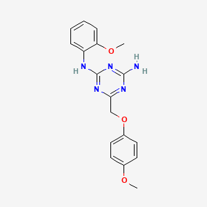 6-[(4-methoxyphenoxy)methyl]-N-(2-methoxyphenyl)-1,3,5-triazine-2,4-diamine