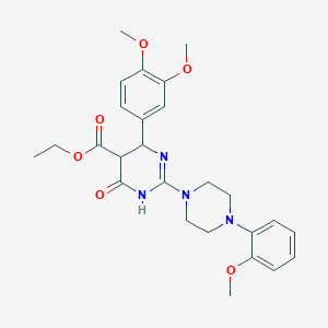 Ethyl 6-(3,4-dimethoxyphenyl)-2-[4-(2-methoxyphenyl)piperazin-1-yl]-4-oxo-1,4,5,6-tetrahydropyrimidine-5-carboxylate