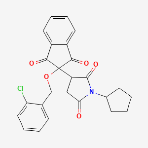 3-(2-chlorophenyl)-5-cyclopentyl-3a,6a-dihydrospiro[furo[3,4-c]pyrrole-1,2'-indene]-1',3',4,6(3H,5H)-tetrone