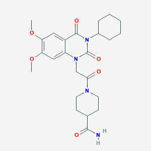 1-[(3-cyclohexyl-6,7-dimethoxy-2,4-dioxo-3,4-dihydroquinazolin-1(2H)-yl)acetyl]piperidine-4-carboxamide