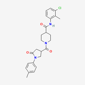 molecular formula C25H28ClN3O3 B11176537 N-(3-chloro-2-methylphenyl)-1-{[1-(4-methylphenyl)-5-oxopyrrolidin-3-yl]carbonyl}piperidine-4-carboxamide 