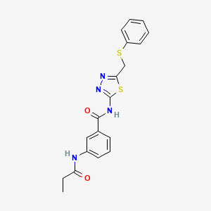 N-{5-[(phenylsulfanyl)methyl]-1,3,4-thiadiazol-2-yl}-3-(propanoylamino)benzamide