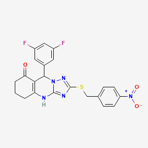 molecular formula C22H17F2N5O3S B11176568 9-(3,5-difluorophenyl)-2-[(4-nitrobenzyl)sulfanyl]-5,6,7,9-tetrahydro[1,2,4]triazolo[5,1-b]quinazolin-8(4H)-one 