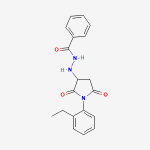 molecular formula C19H19N3O3 B11176626 N'-[1-(2-ethylphenyl)-2,5-dioxopyrrolidin-3-yl]benzohydrazide 