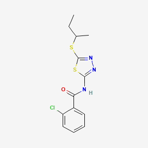 molecular formula C13H14ClN3OS2 B11176745 N-[5-(butan-2-ylsulfanyl)-1,3,4-thiadiazol-2-yl]-2-chlorobenzamide 