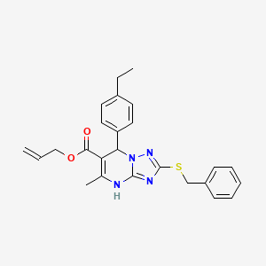 molecular formula C25H26N4O2S B11176798 Prop-2-en-1-yl 2-(benzylsulfanyl)-7-(4-ethylphenyl)-5-methyl-4,7-dihydro[1,2,4]triazolo[1,5-a]pyrimidine-6-carboxylate 