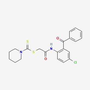 2-{[4-Chloro-2-(phenylcarbonyl)phenyl]amino}-2-oxoethyl piperidine-1-carbodithioate