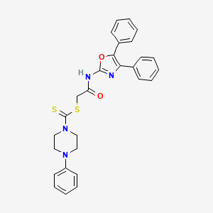 4-Phenyl-piperazine-1-carbodithioic acid (4,5-diphenyl-oxazol-2-ylcarbamoyl)-methyl ester