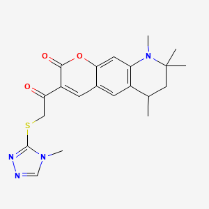 6,8,8,9-tetramethyl-3-{[(4-methyl-4H-1,2,4-triazol-3-yl)sulfanyl]acetyl}-6,7,8,9-tetrahydro-2H-pyrano[3,2-g]quinolin-2-one