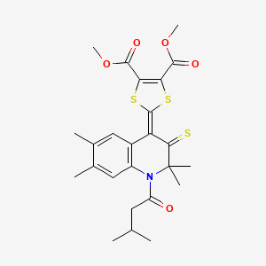 dimethyl 2-(2,2,6,7-tetramethyl-1-(3-methylbutanoyl)-3-thioxo-2,3-dihydro-4(1H)-quinolinylidene)-1,3-dithiole-4,5-dicarboxylate